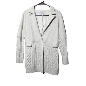 Nic + Zoe Cardigan Sz PS Oatmeal Cable Knit Fisherman Soft Comfort Layer Nordic